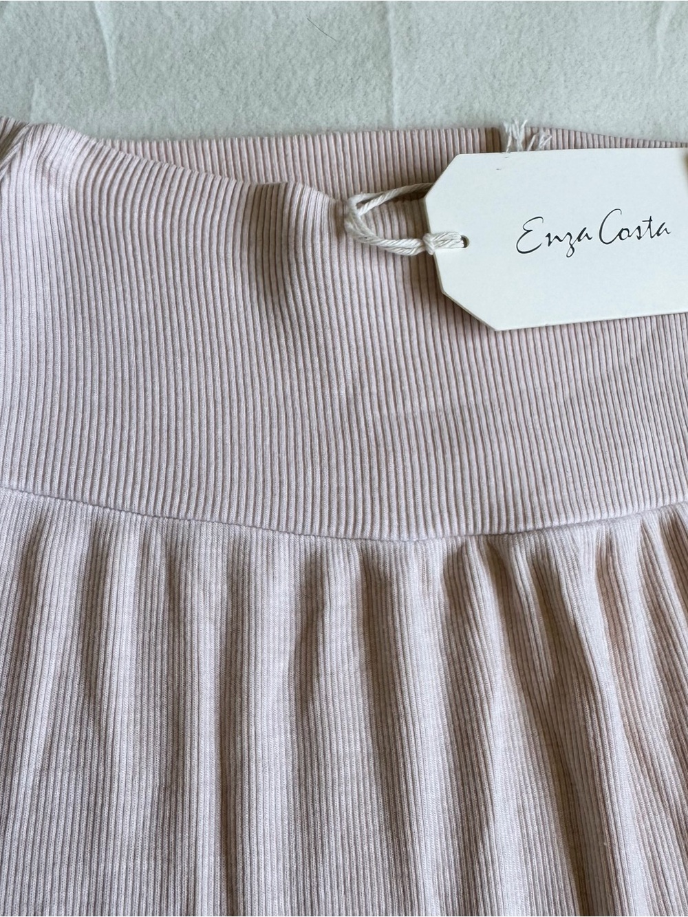New Enza Costa Silk Rib Fluid Pencil Skirt Shell Pink - Picture 5 of 7